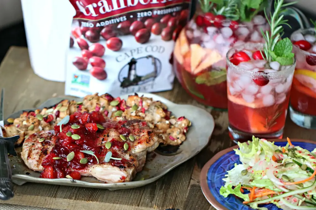 Grilled Pork Chops with Cranberry Pineapple Sauce