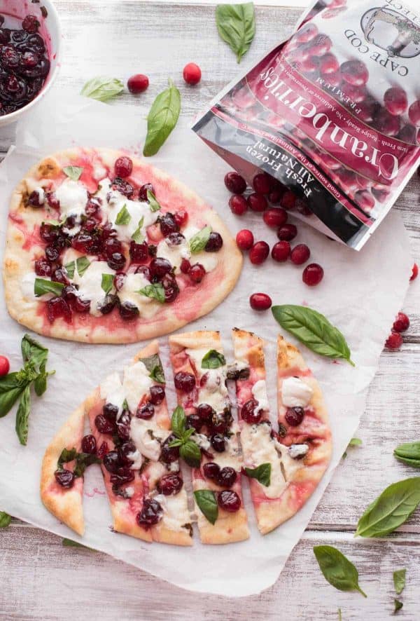 Cranberry Basil Flatbreads with Burrata