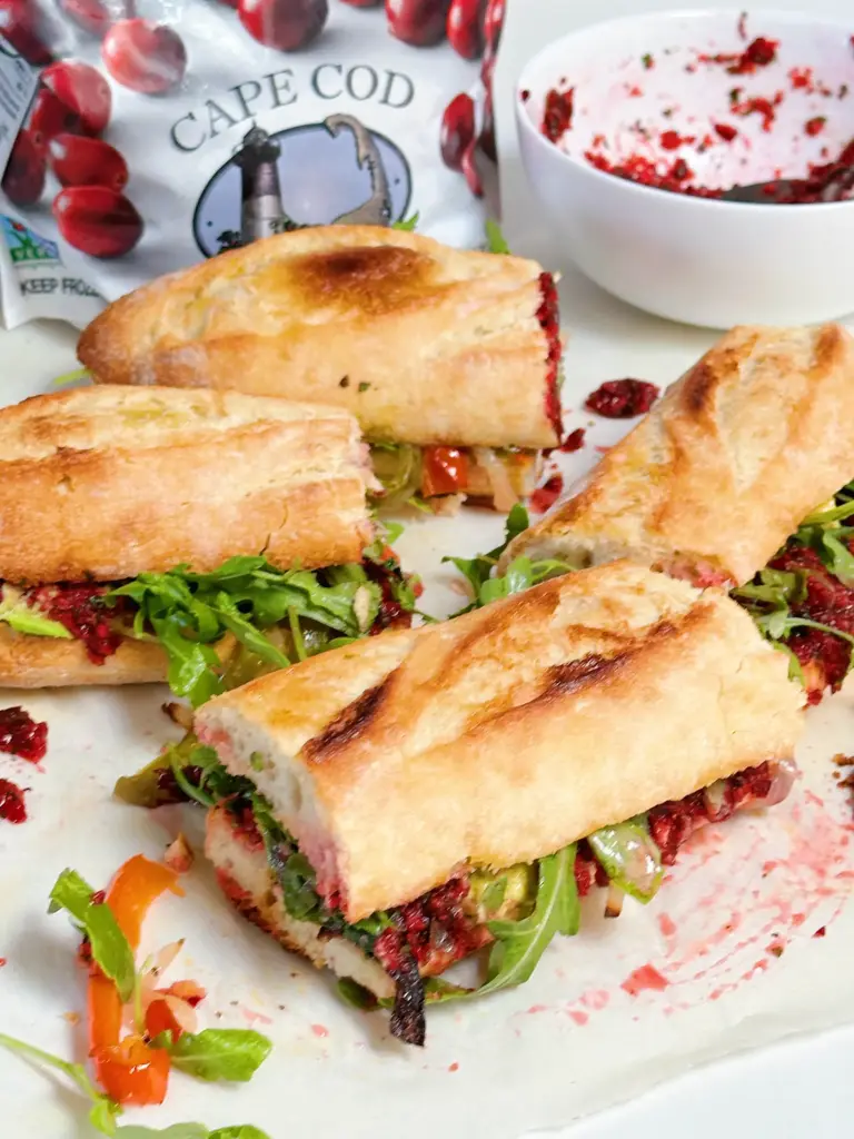 Veggie Baguette Sandwich with Cranberry Chimichurri