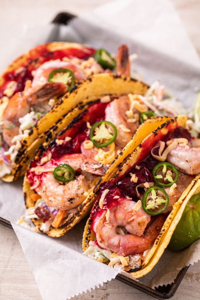 Cranberry-Maple Glazed Shrimp Tacos